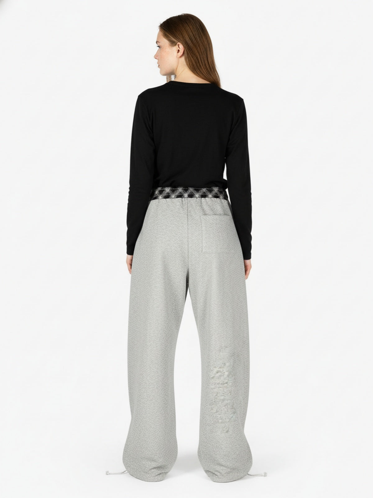 Retro Patchwork Plaid Loose Draped Wide-Leg Pants