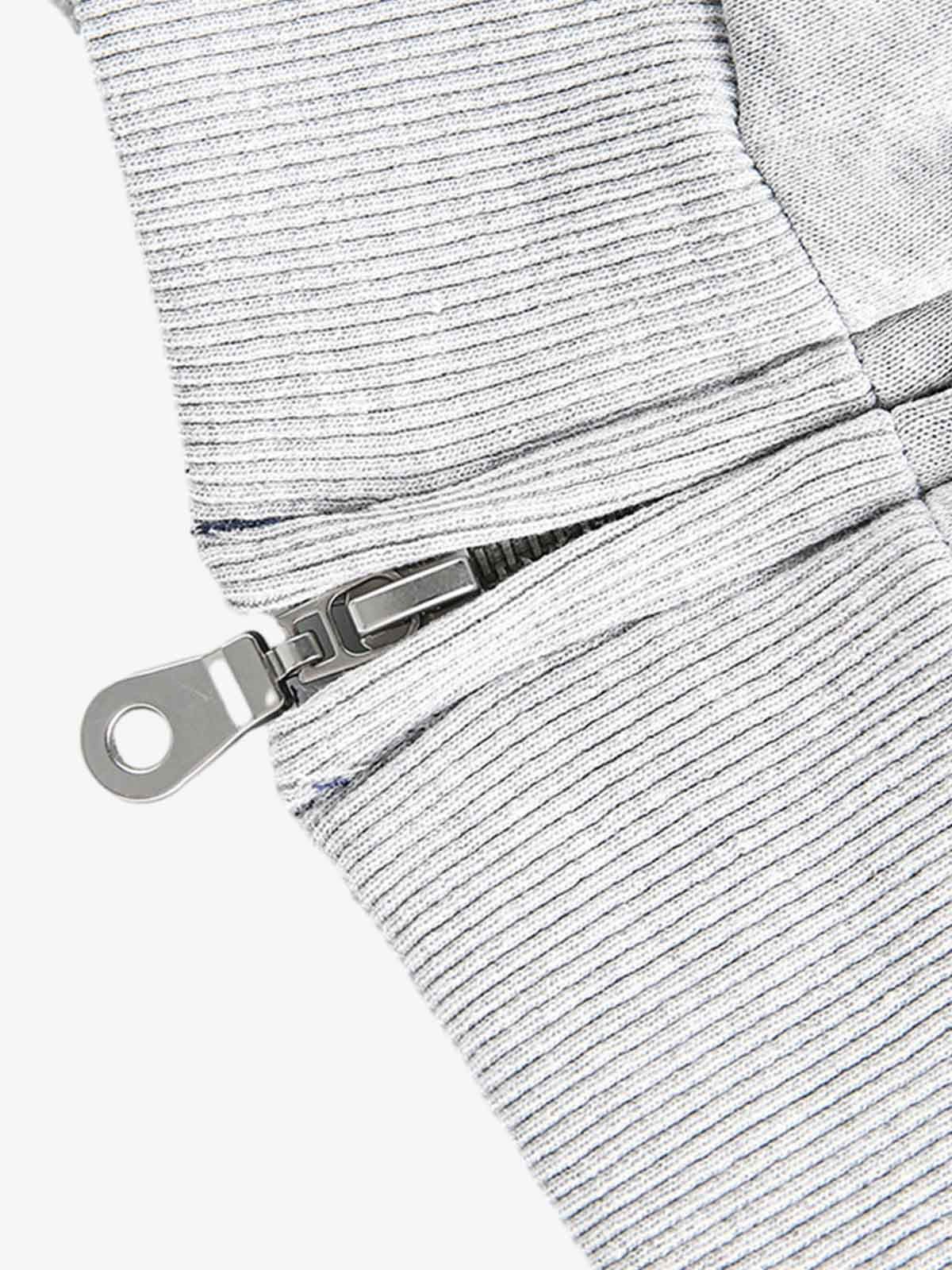 Street Deconstructed Split Zippered Hooded Sweatshirt 