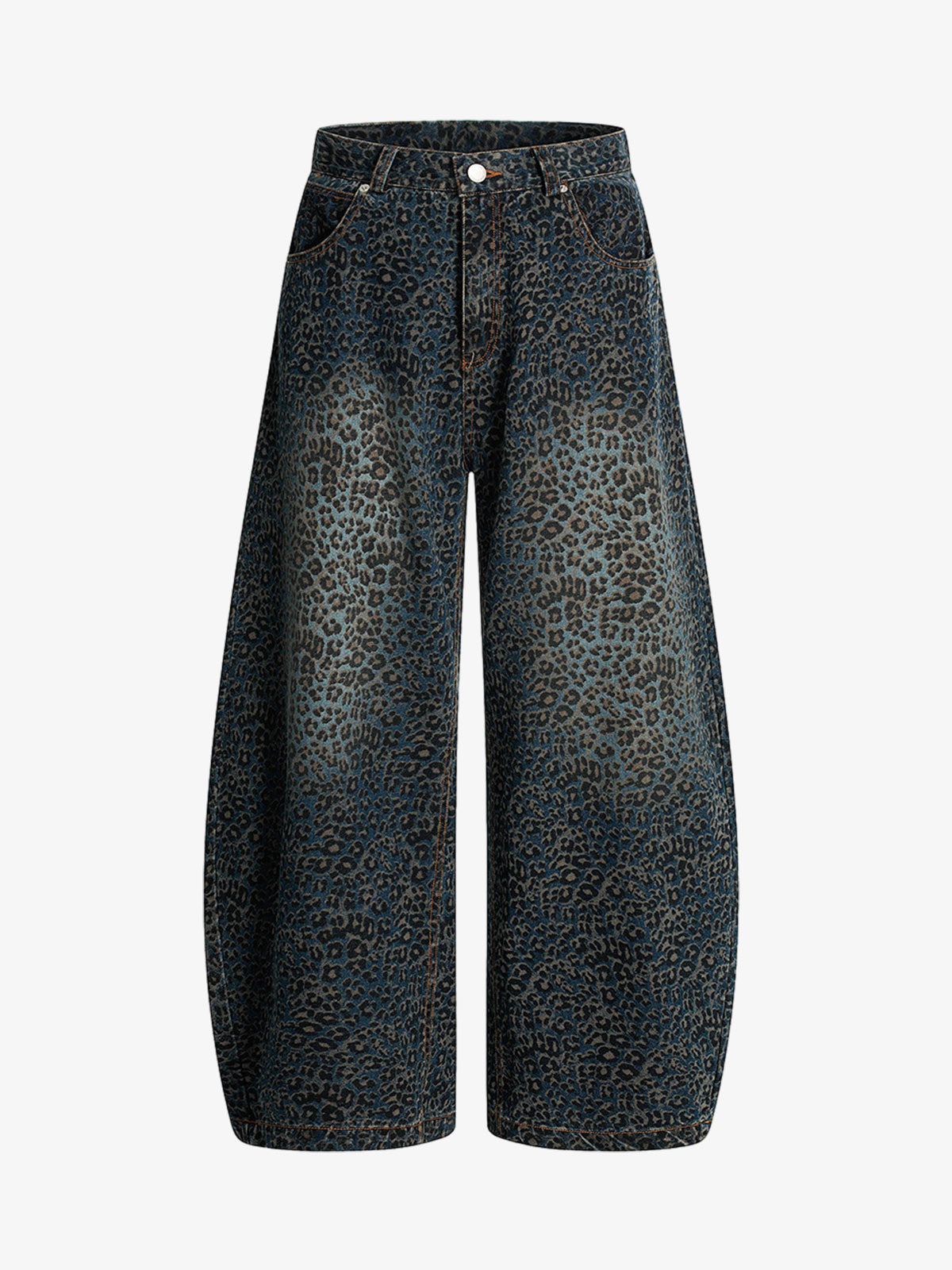 Street Leopard Print Barrel Jeans 