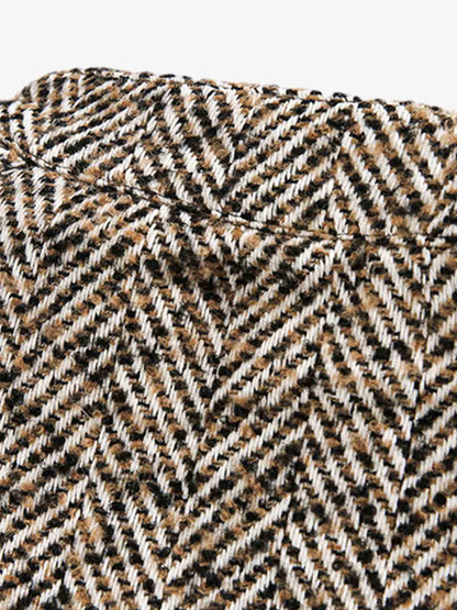 Vintage Herringbone Zip Up Jacket