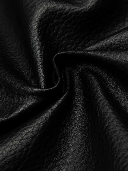 Retro Detachable Fur Collar PU Multi-Pocket Bomber Jacket