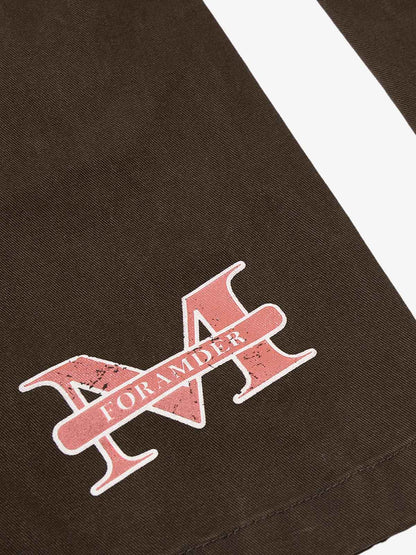 Retro Patchwork Graphic Multi-Pocket Flared Cargo Pants 