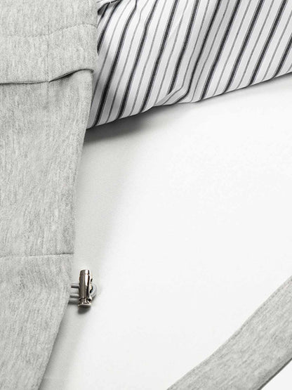 Button Detail Striped Panel Faux Layered Jacket