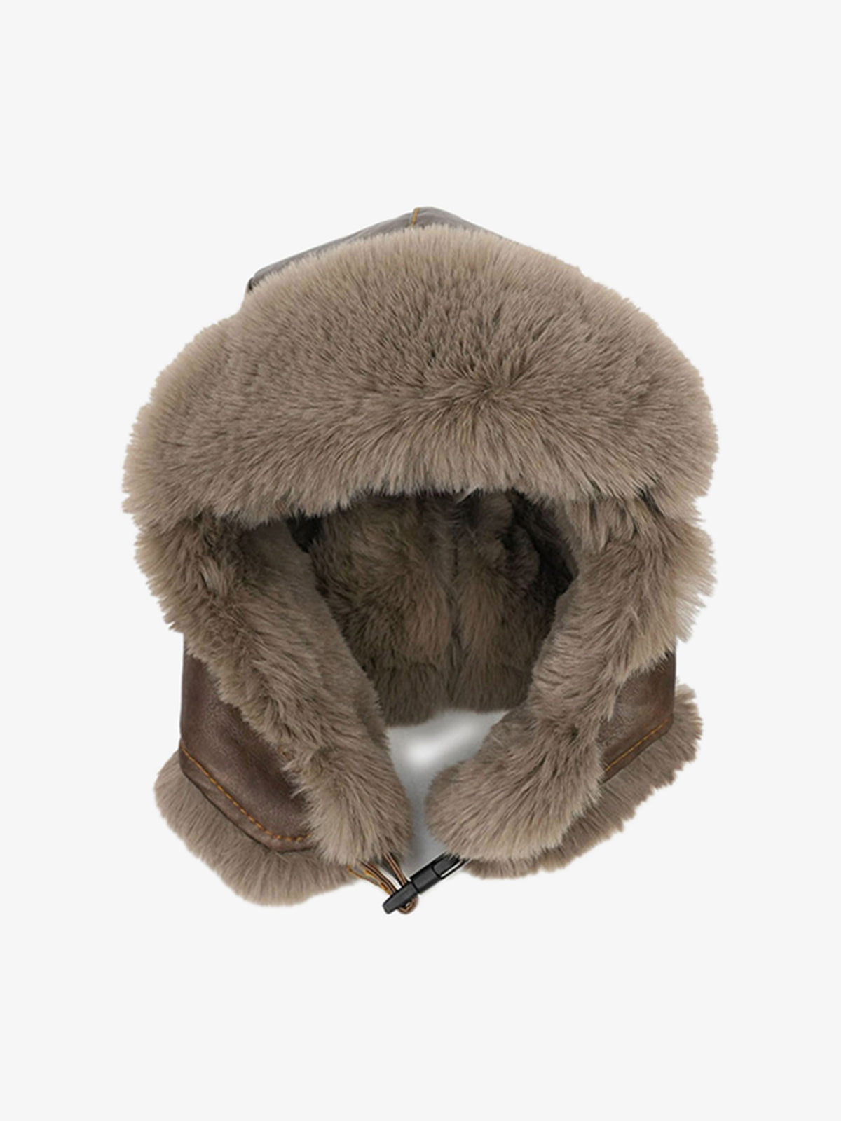 Vintage Distressed Leather Plush Trapper Hat 