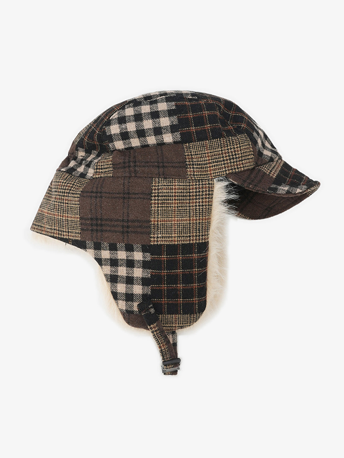 Winter Plaid Earflap Hat with Faux Fur Trim - Perfect for Cold Weather Protection 