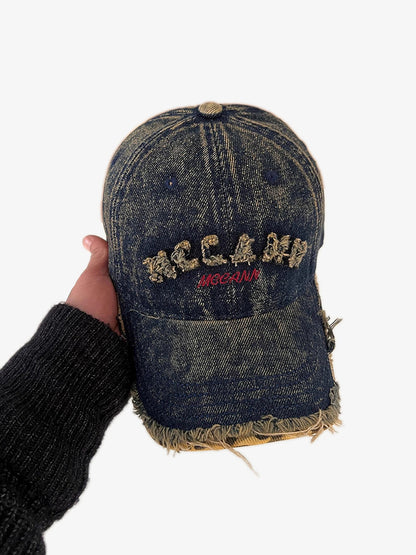 Stylish Denim Baseball Cap with Embroidered Letters for Casual Wear 