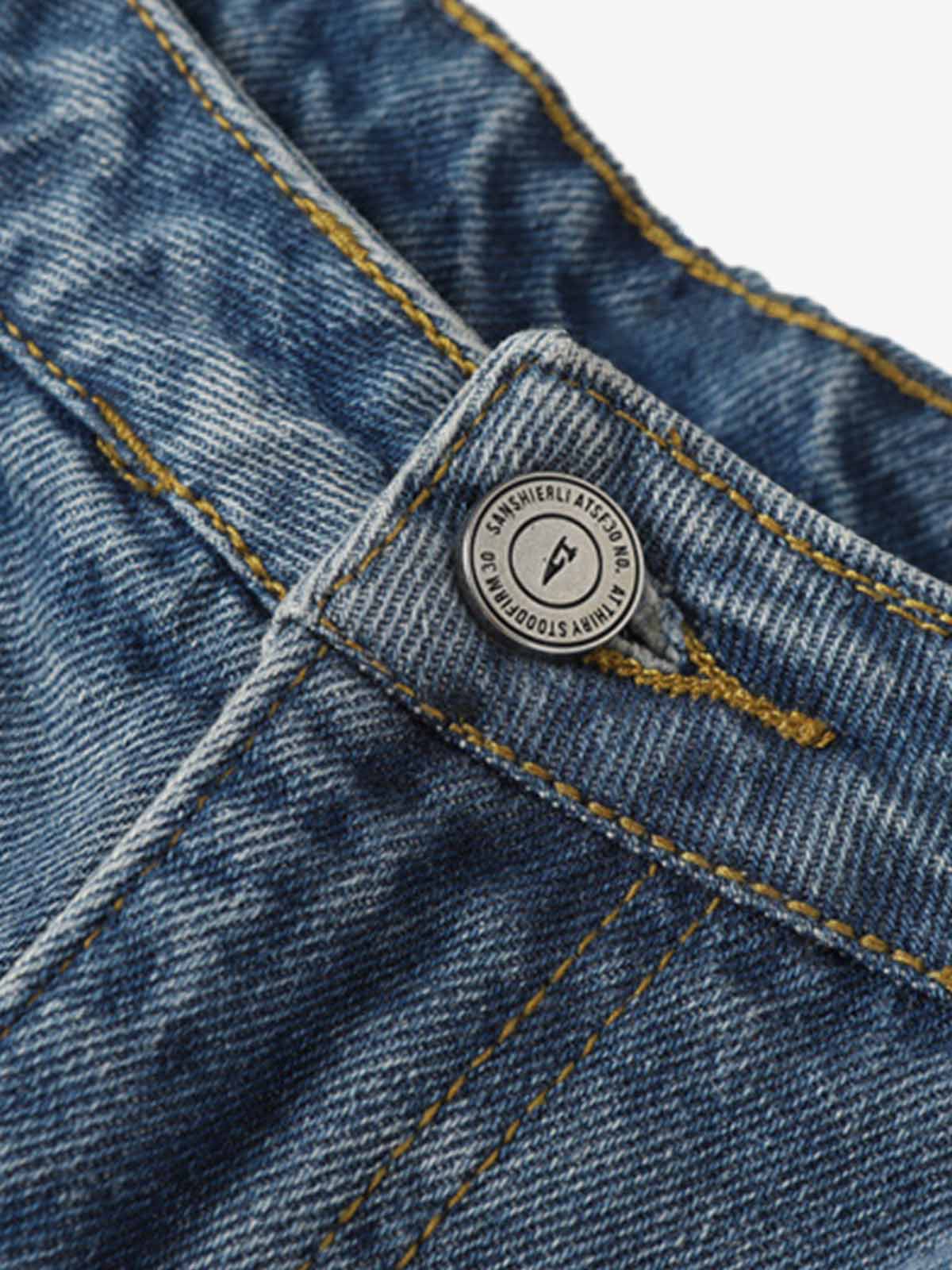 Thesupermade Camouflage Patchwork Ripped Cargo Jeans 