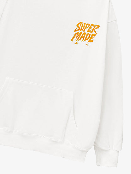 Distressed Graphic Hoodie with Bold Angel Wings Design for Men 