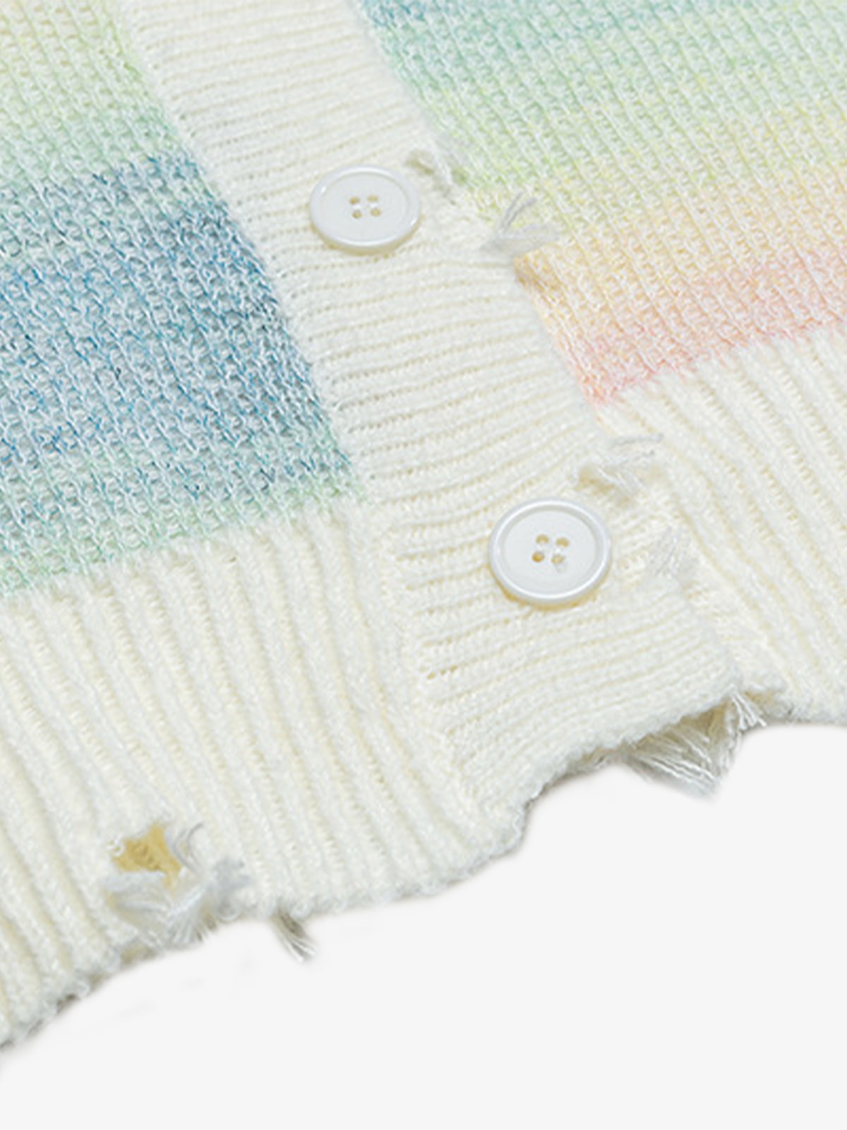 Vintage Gradient Butterfly Distressed Cardigan Sweater 