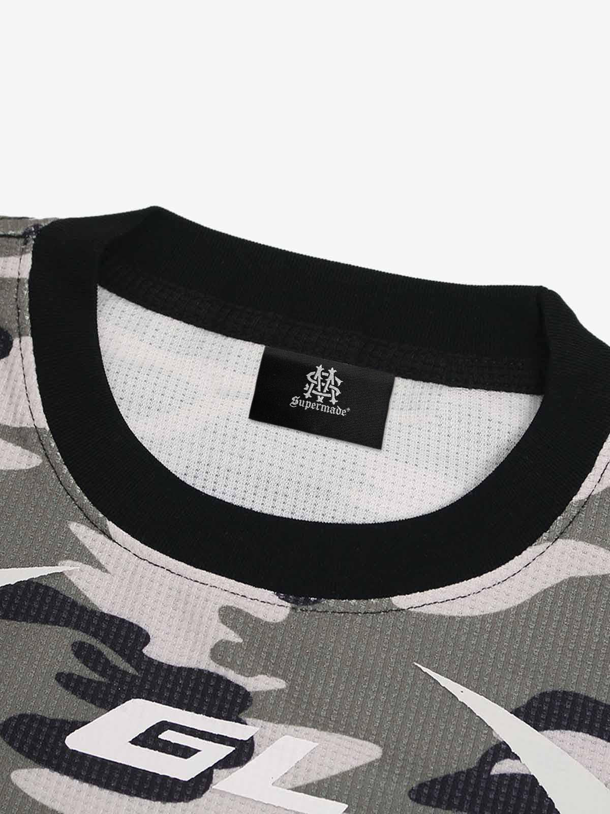 Thesupermade Camouflage Skull Print Long-sleeved T-shirt 