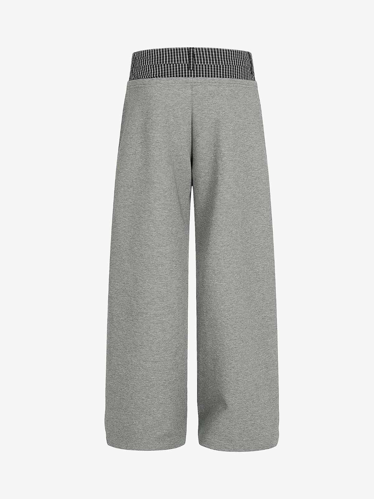 High-Waisted Wide-Leg Pants with Contrast Waistband 