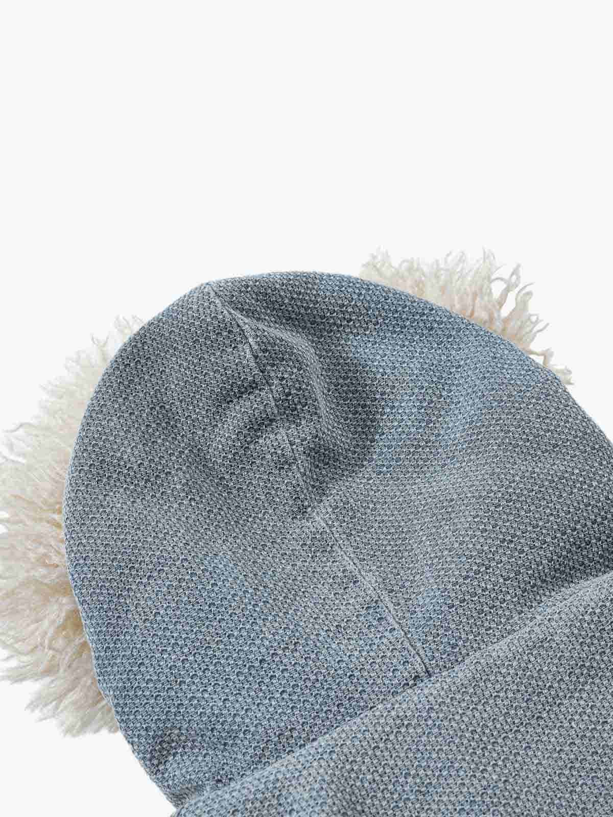 Washed Embroidered Fur-Lined Denim Bomber Jacket