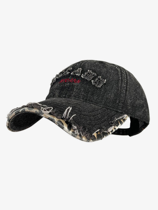 Stylish Denim Baseball Cap with Embroidered Letters for Casual Wear 