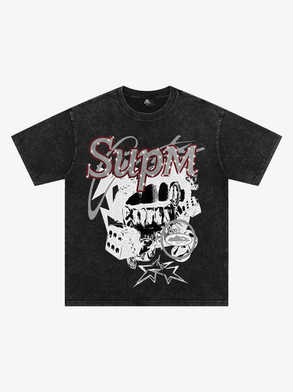 Distressed Sleeveless Crop Top with Barbed Wire Graphic Design 