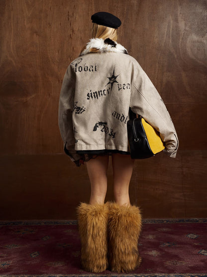 Winter-Ready Corduroy Jacket with Faux Fur Trim for Men 