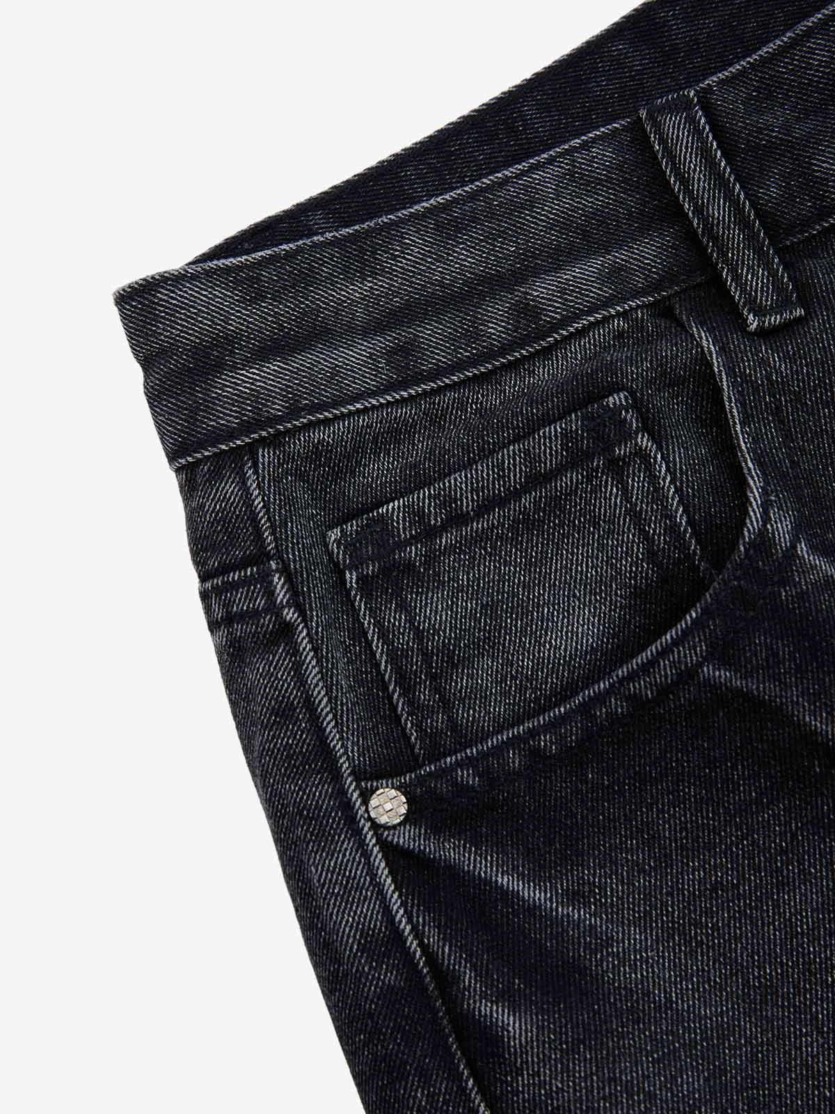 Denim Shorts with Barbed Wire Embroidery and Ripped Details for Men?