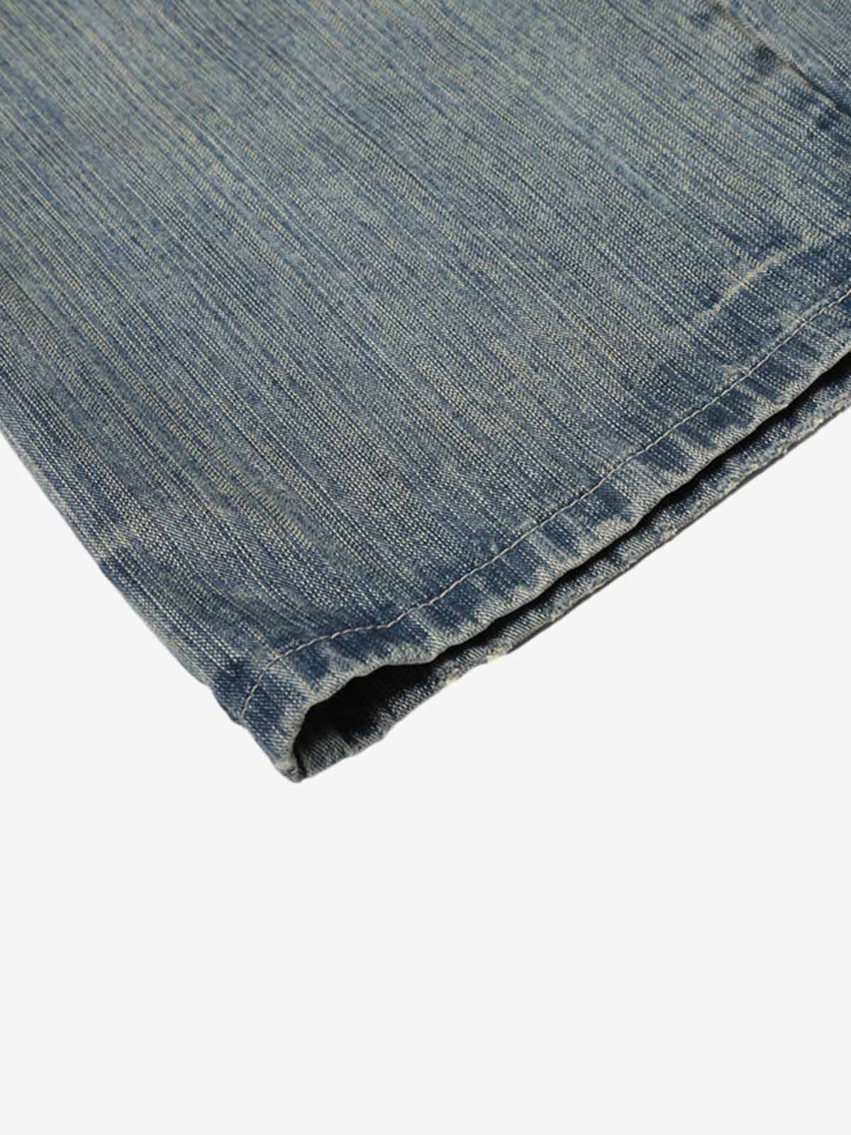 High Waist Distressed Barrel Denim Jeans