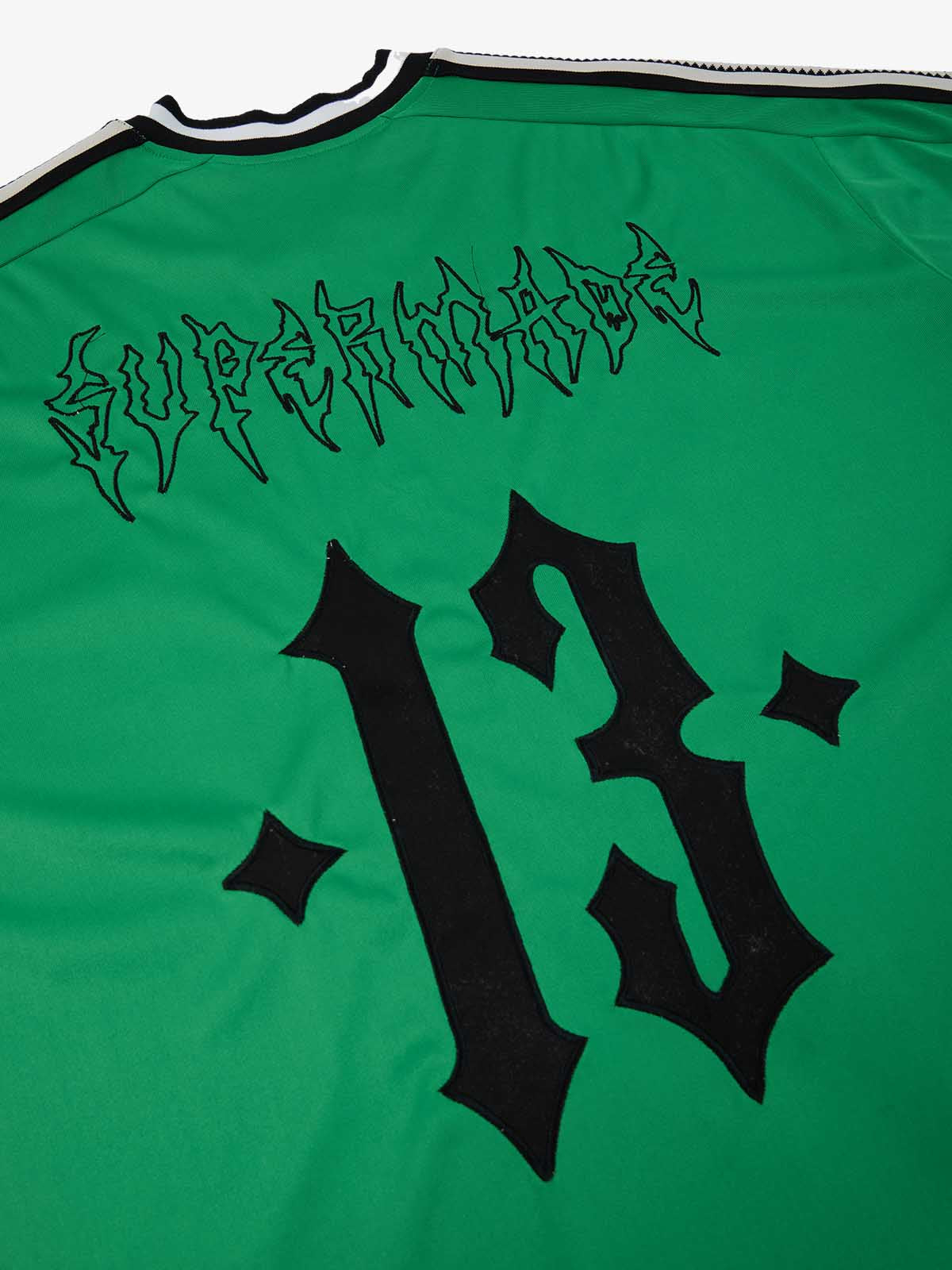 Supermade Color-Blocked V-Neck Embroidered Jersey Short-Sleeved?