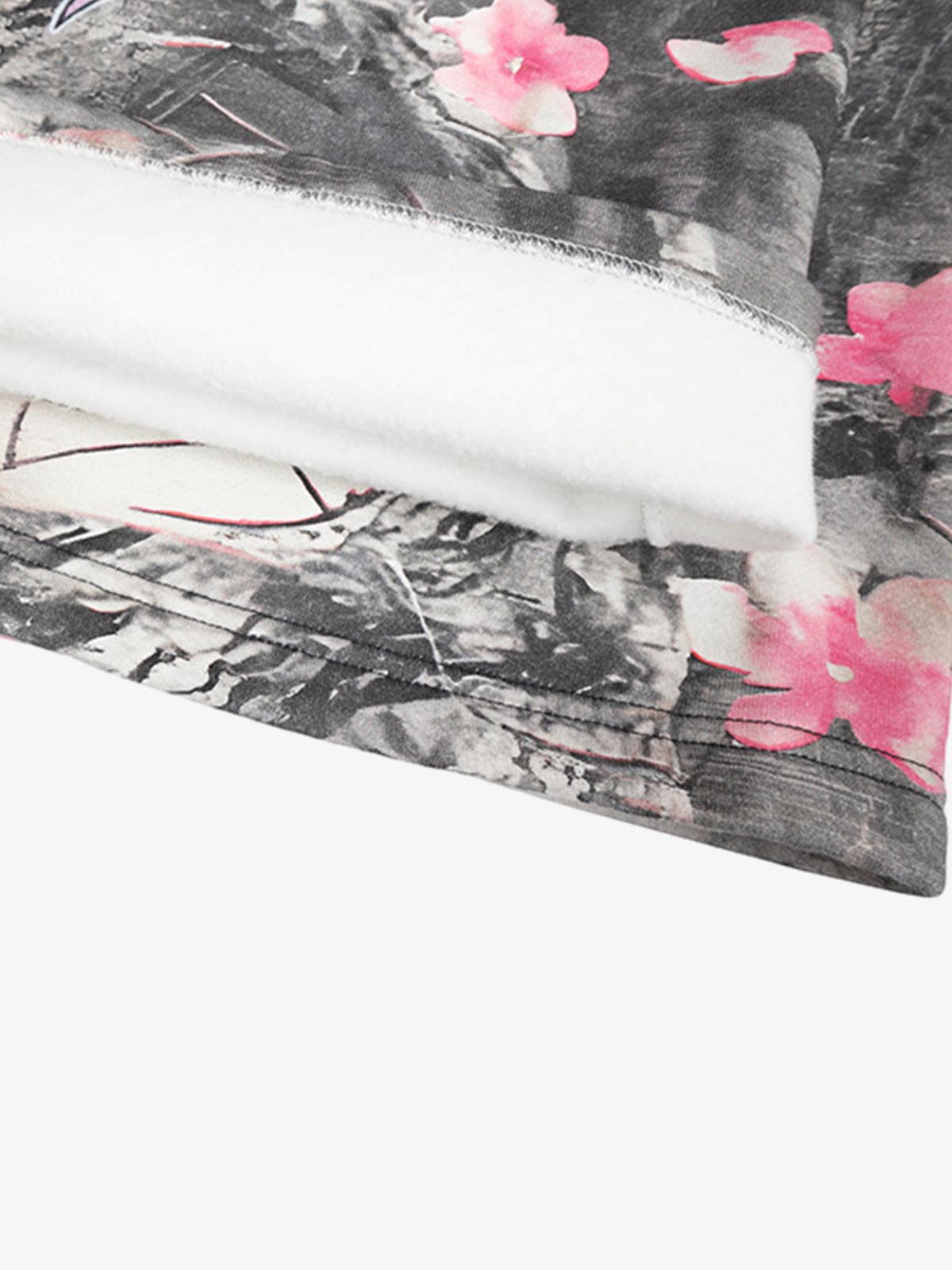 Gothic Devil Graphic Fleece-Lined Wide-Leg Sweatpants 