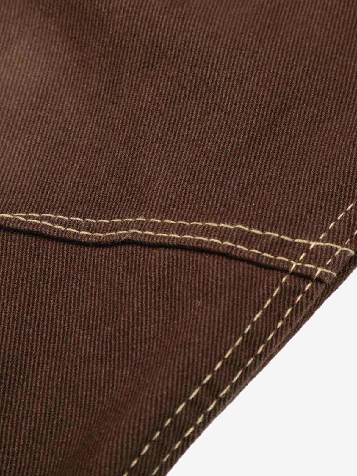 Cotton Wide-Leg Brown Trousers with Bandana Tie Waist Detail 