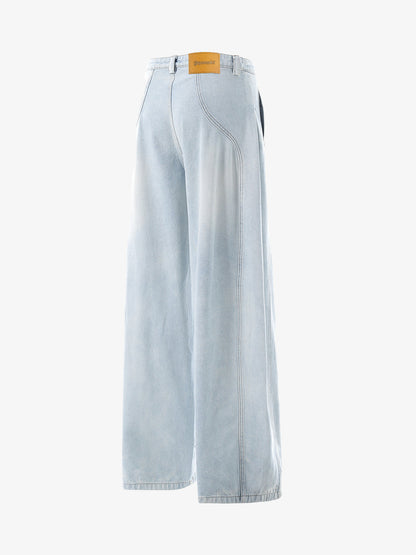 Wide-Leg Denim Trousers with Distressed Details for Everyday Style 