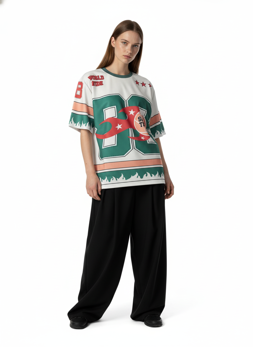 Retro Sport Motorcycle Flame Pattern T-Shirt