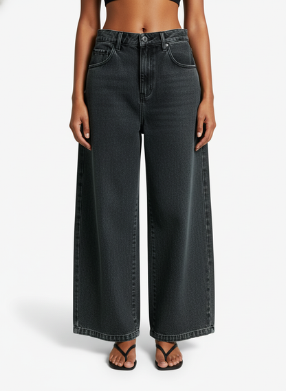 Washed Dirty Dyed Pleated  Barrel Jeans