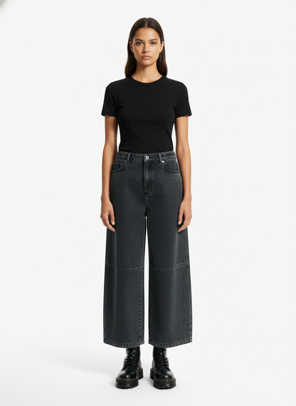 Washed Dirty Dyed Pleated  Barrel Jeans