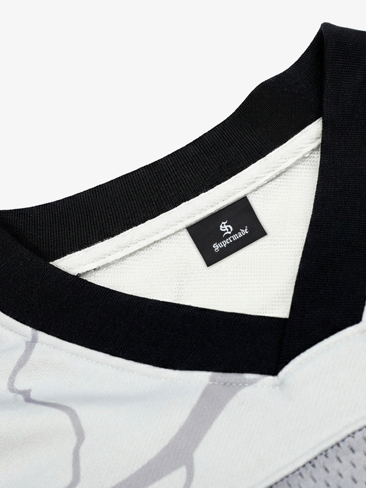 Mesh V-Neck SuperMade Graphic T-Shirt with Star Print and Transparent Overlay 