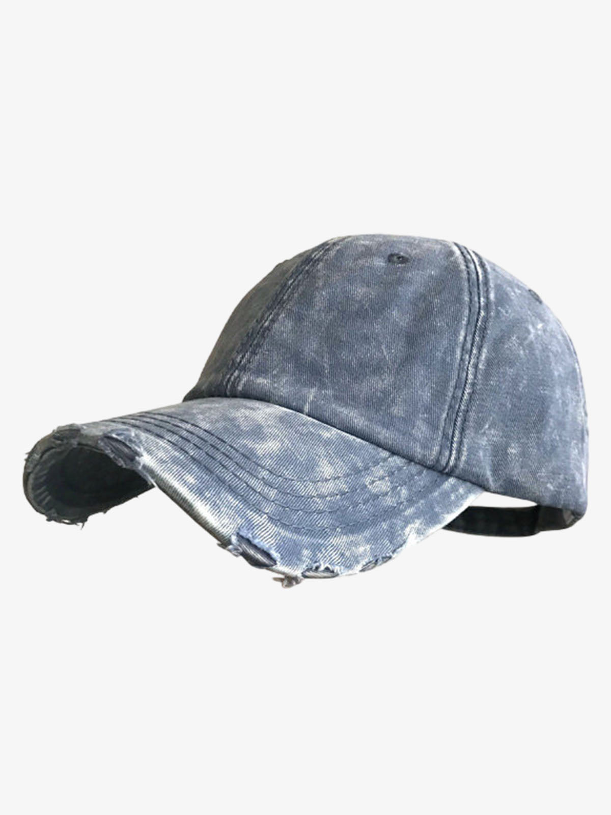 Distressed Cotton Baseball Cap with Frayed Brim and Vintage Wash Finish?