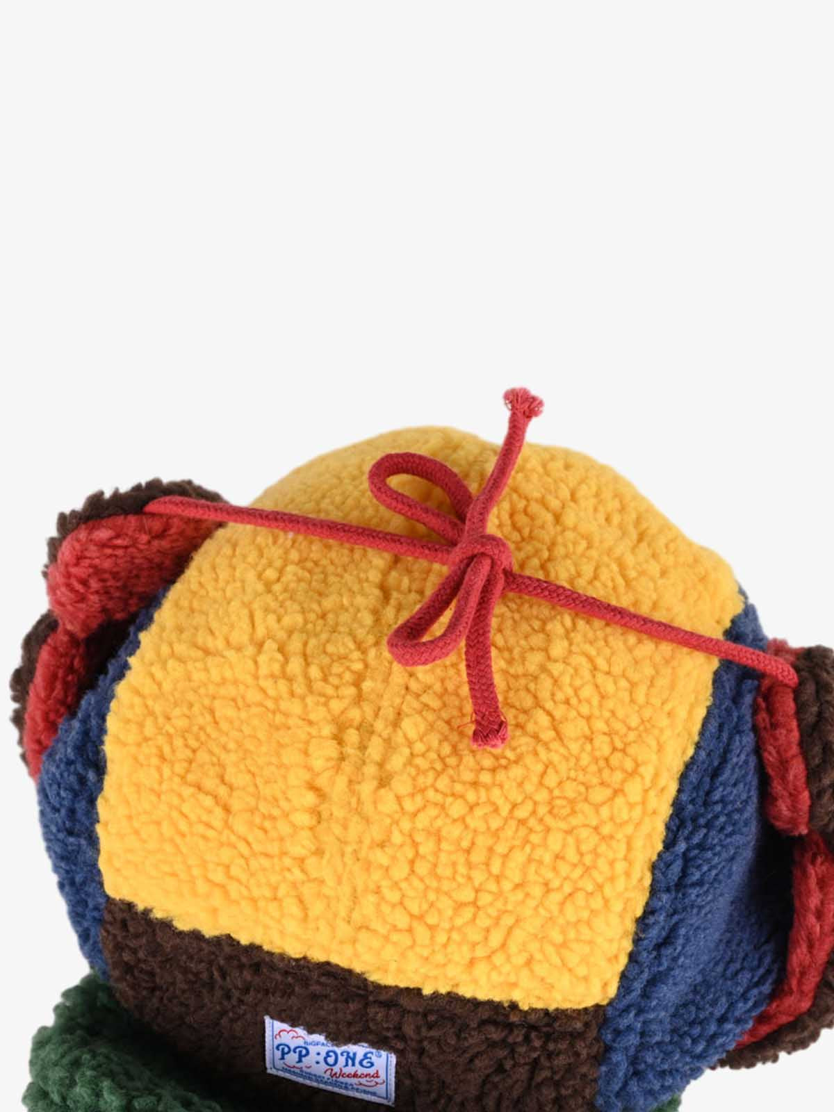 Faux Sherpa Color Block Kids Hat with Frog Visor and Ear Flaps?