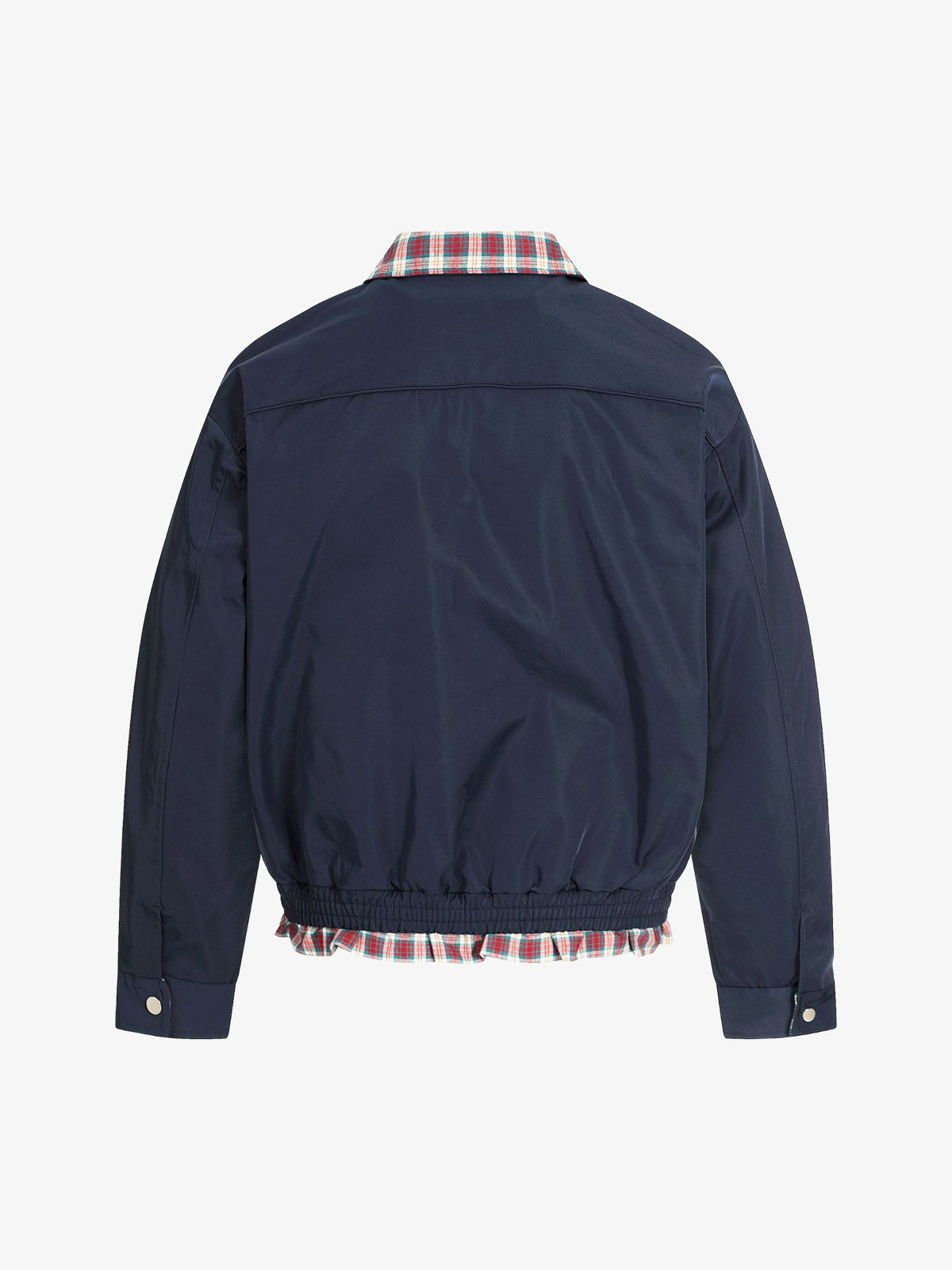 Classic Bomber Jacket with Plaid Collar Detail for Men 