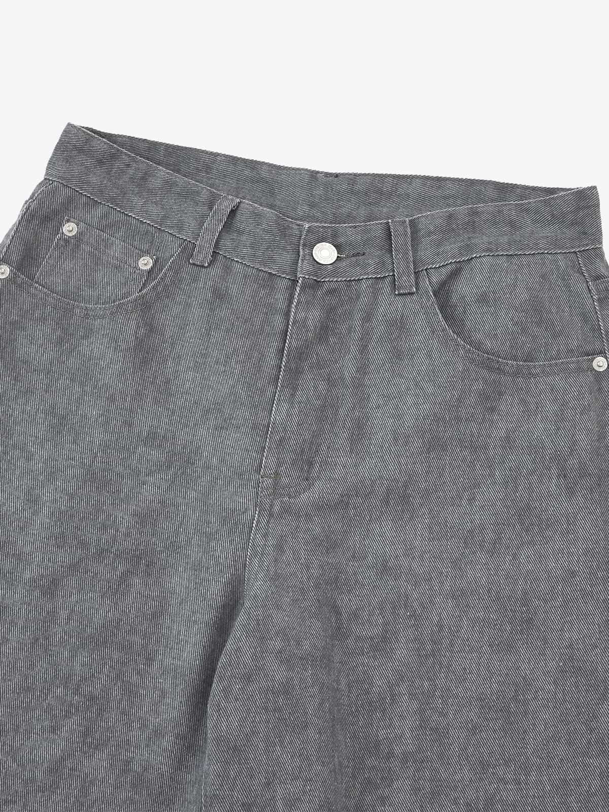 Retro Distressed Washed Texture Wide-Leg Pants