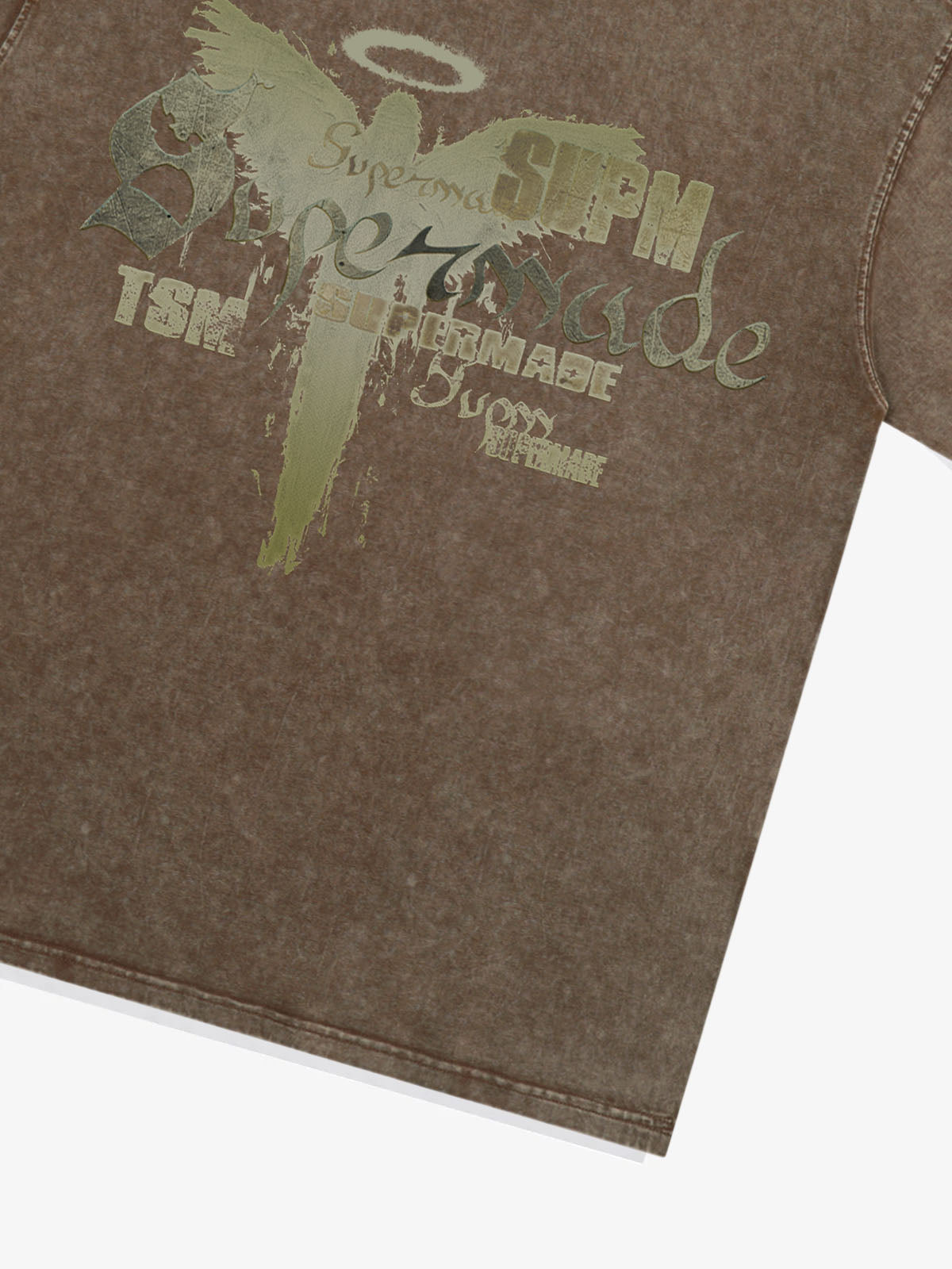 THE SUPERMADE Distressed Graphic Print Oversized T-Shirt with Bold Typography Design 