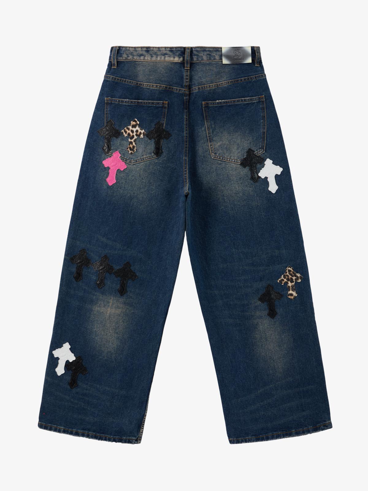 Supermade Retro Distressed Print Heavyweight Canvas Baggy Pants 