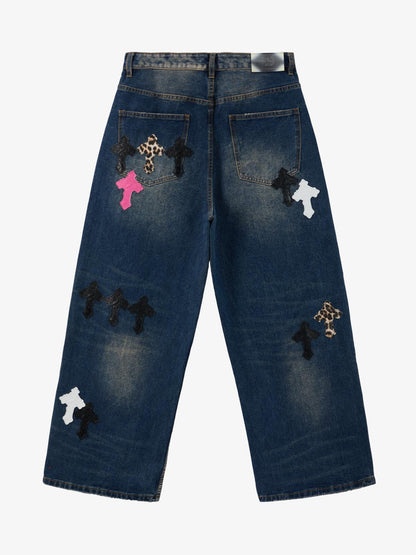 Supermade Retro Distressed Print Heavyweight Canvas Baggy Pants 