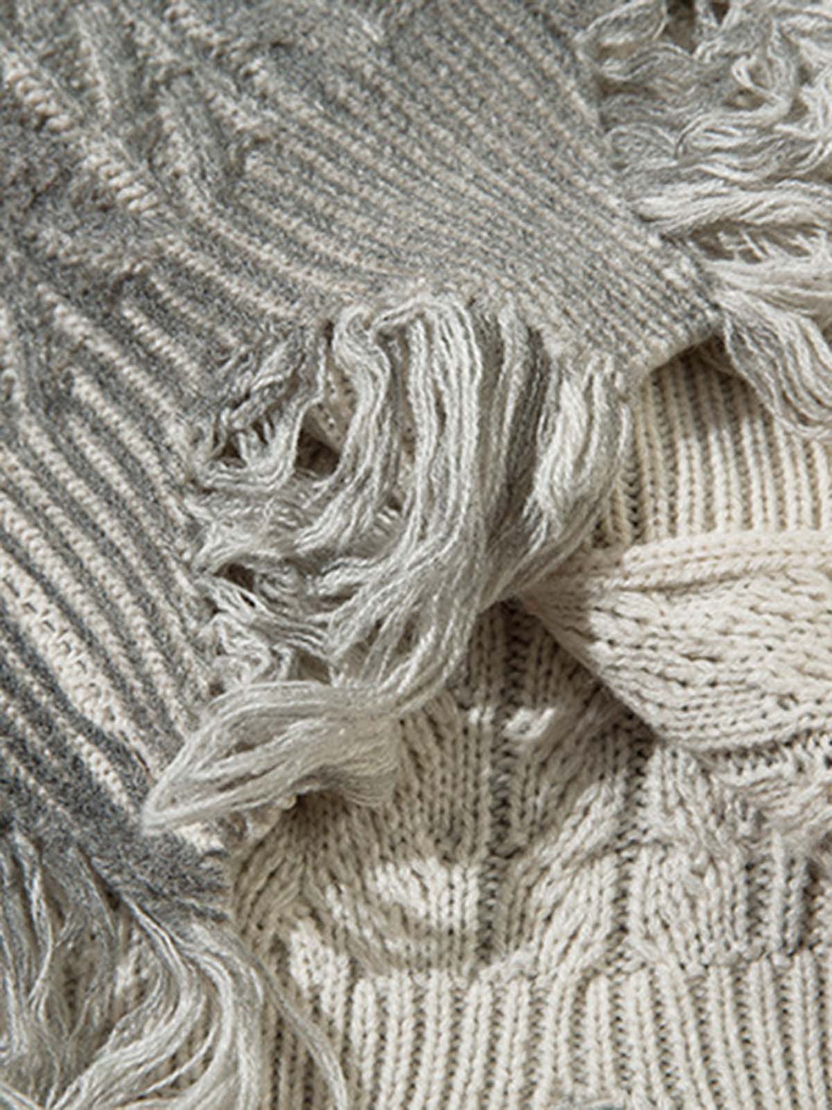 Cable Knit Cardigan Damaged Dirty Dyed Sweater 