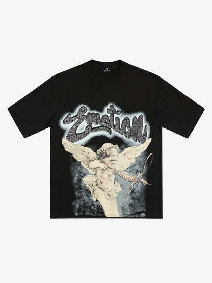 Retro Cupid Rhinestone Graphic T-Shirt 