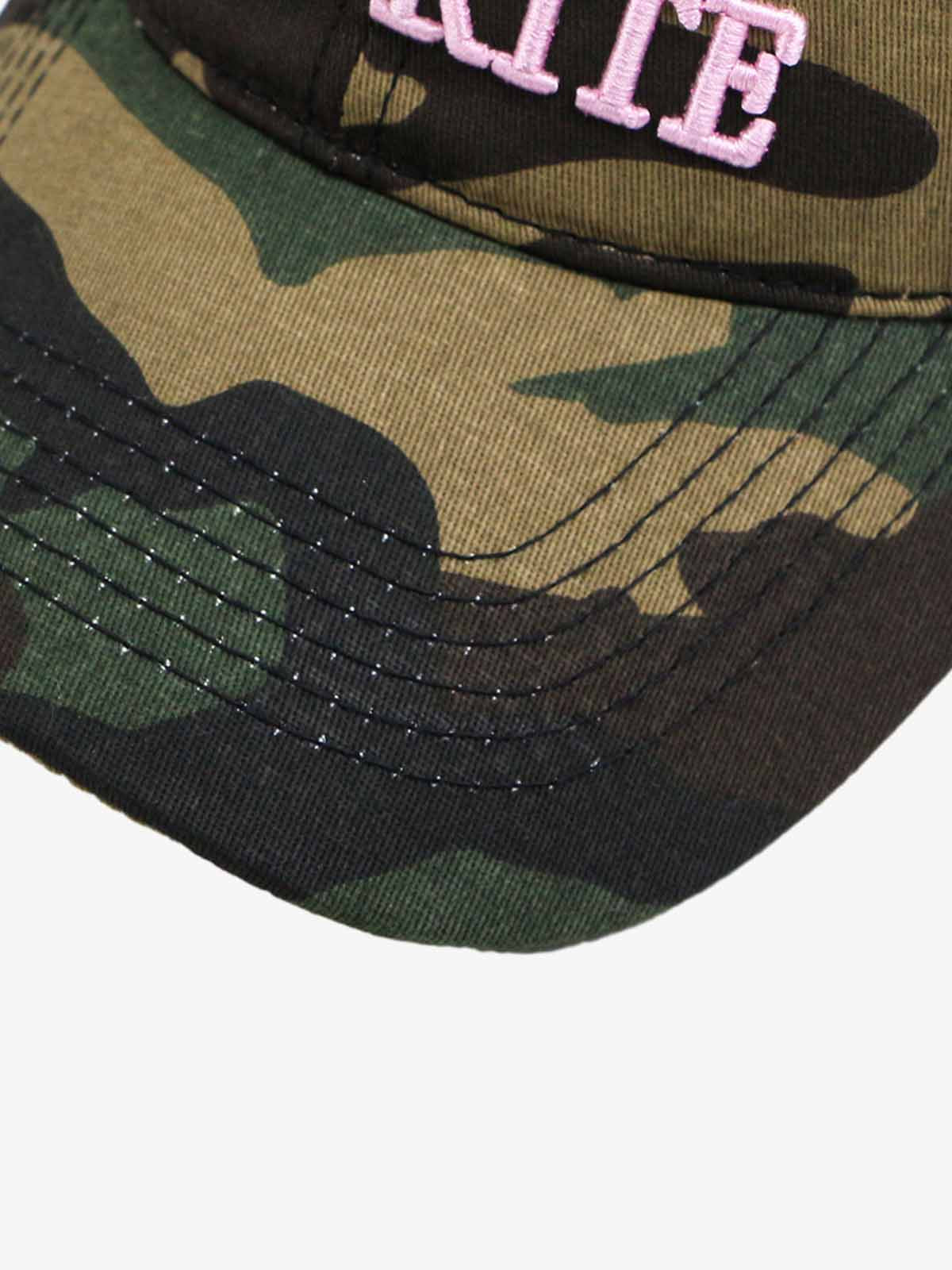 Cotton Blend Pink Camouflage Baseball Cap with "God's Favorite" Embroidery 