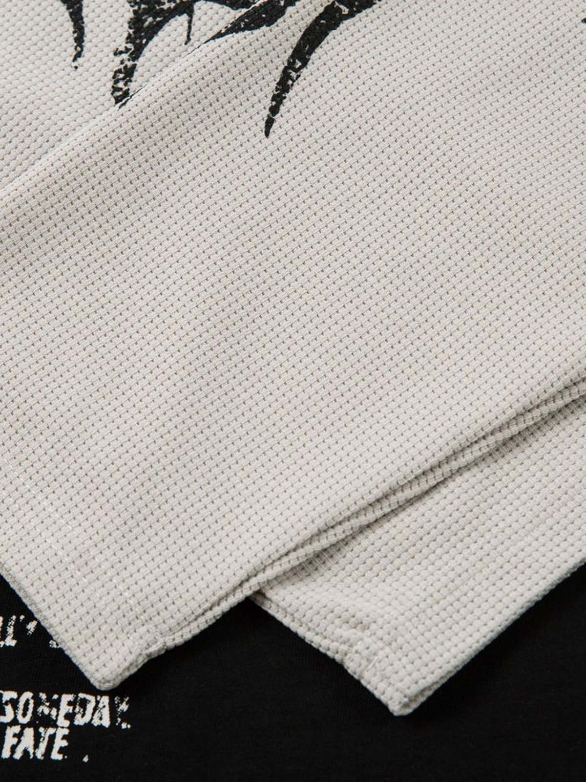 Thesupermade Hip-Hop Punk Faux Two-Piece Long-Sleeved T-Shirt 