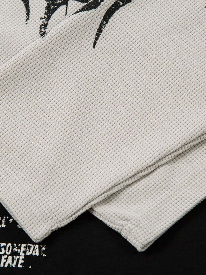 Thesupermade Hip-Hop Punk Faux Two-Piece Long-Sleeved T-Shirt 