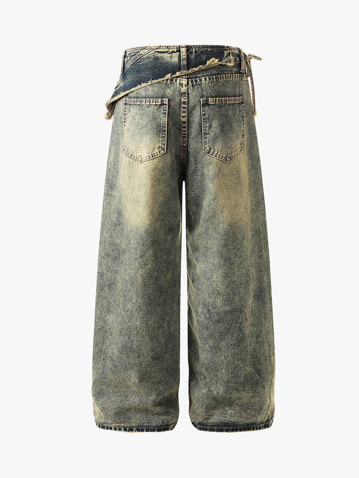 Denim Wide Leg Jeans with High Waist and Frayed Detail for Women 