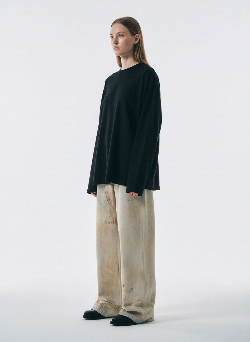 Vintage High Street Mud-Dyed Distressed Baggy Jeans