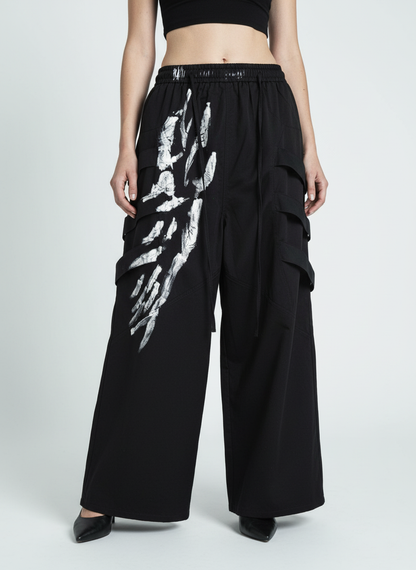 Deconstructed Brushed Silver Ribbon Drawstring Pant - 2177