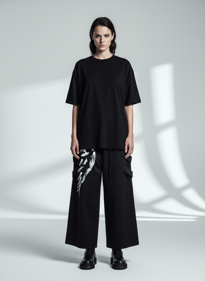 Deconstructed Brushed Silver Ribbon Drawstring Pant - 2177