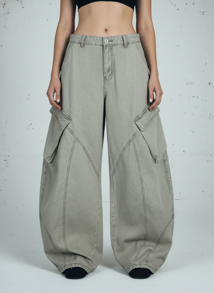 Patchwork Multi-Pocket Workwear Casual Machete Pants