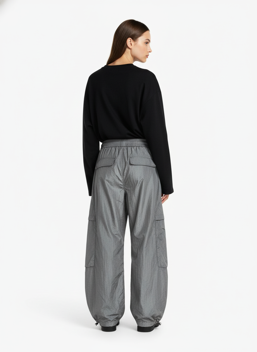 Retro Paratrooper Drape Barrel Pants