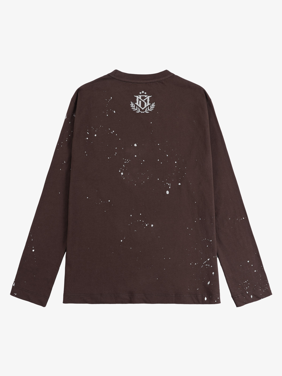 Cotton Washed Slim Fit Long-Sleeve T-Shirt with Splatter Graphic Print and Gothic 3D stereoscopic silicone printing Logo Design?