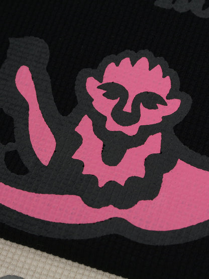 Cotton Waffle Knit Graphic T-Shirt with Moon Landing Print and Lion Design?