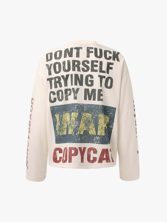 Retro Portrait Letter Print Long-sleeved T-shirt 